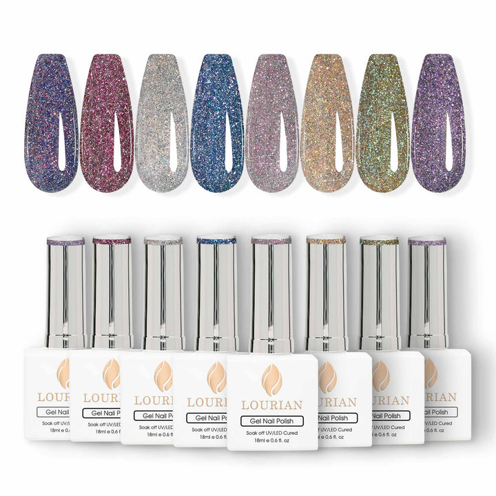 8*18ml | 8 Disco Twinkle Gel Polish Colors Set