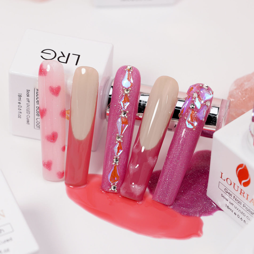 8*18ml | 8 Nude Pink Glitter Gel Polish Set