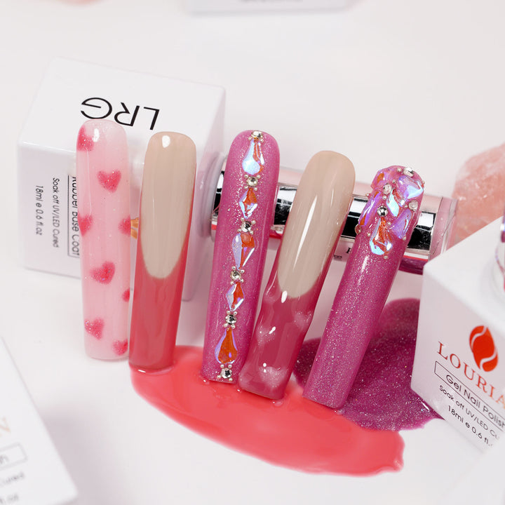8*18ml | 8 Nude Pink Glitter Gel Polish Set