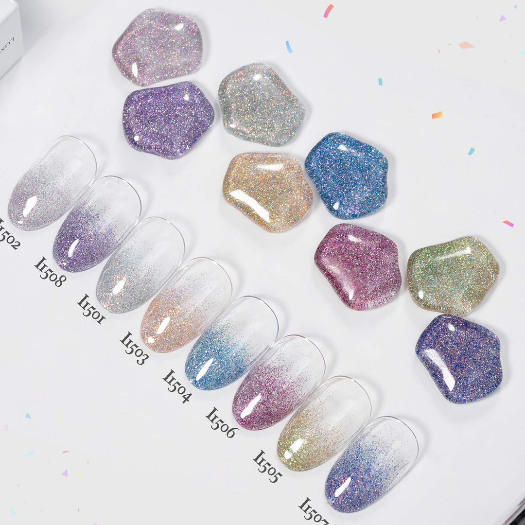 8*18ml | 8 Disco Twinkle Gel Polish Colors Set