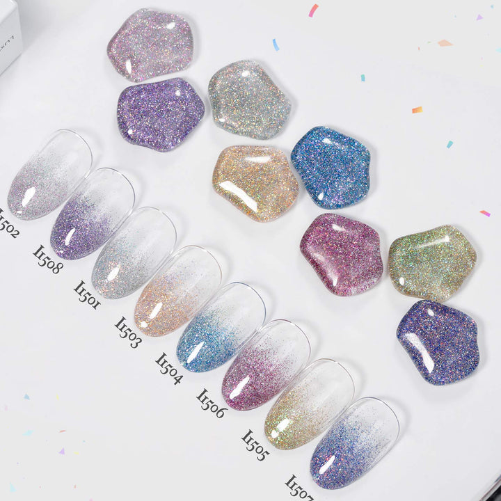 8*18ml | 8 Disco Twinkle Gel Polish Colors Set