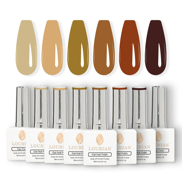 Gel Polish Starter Kit | 6 Brown Colors Gel + Base & Top Coat - Lourian® Official Store