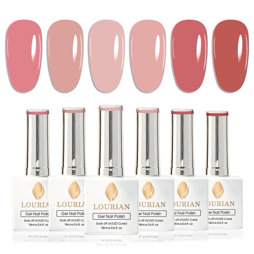 6 * 18ml | 6 Natural Nude & Pink Gel Nail Colors Set