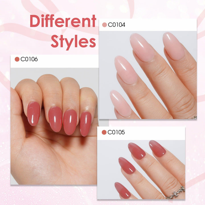 6 * 18ml | 6 Natural Nude & Pink Gel Nail Colors Set
