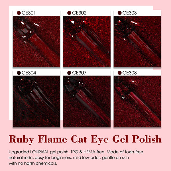 8 * 18ml | Set de geles ojo de gato Llama Rubí