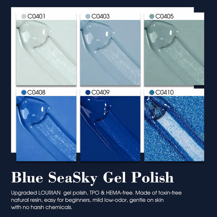 6 * 18ml | 6 Trending Blue Colors Gel Nail Polishes Set