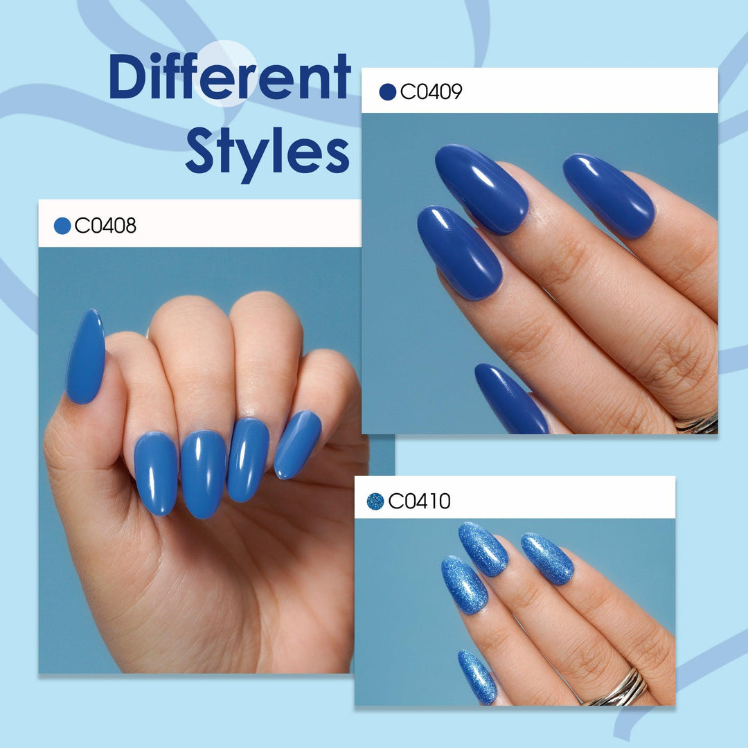 6 * 18ml | 6 Trending Blue Colors Gel Nail Polishes Set