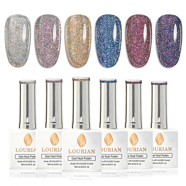 6 * 18ml | 6 Disco Twinkle Gel Polish Colors Set