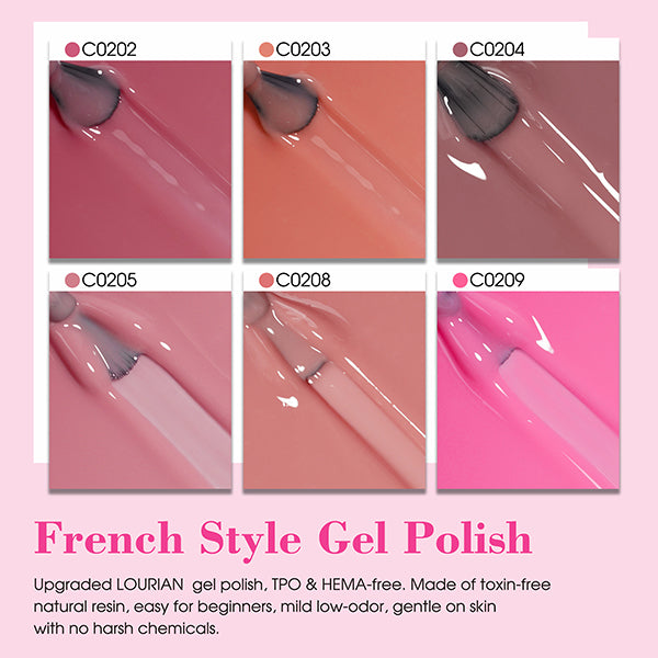 6 * 18ml | French Style Natural Colors Gel Set