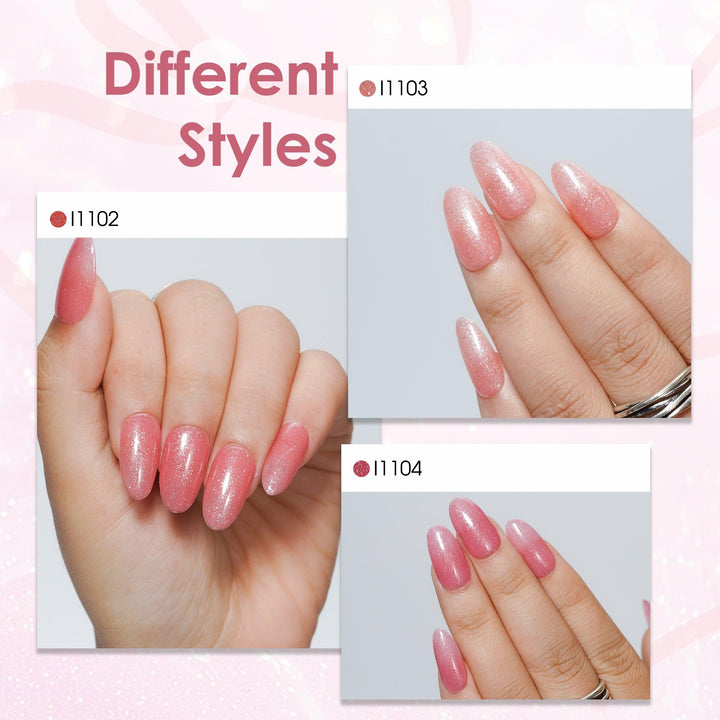 6 * 18ml | Lot de 6 vernis à ongles gel couleurs naturelles et pailletées