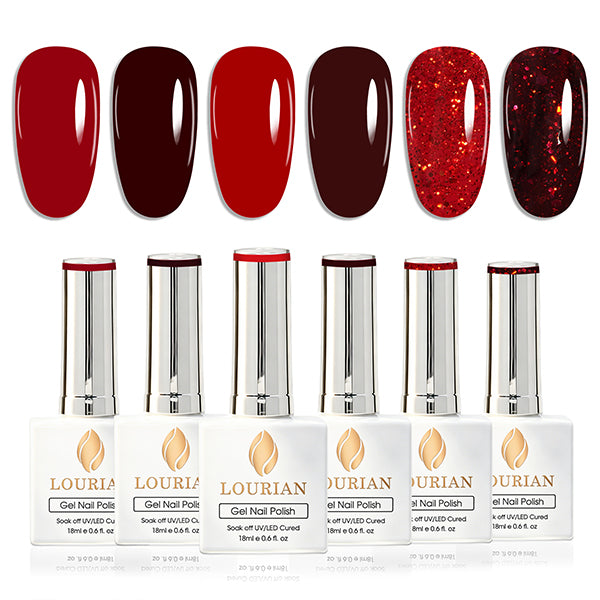 6 * 18ml | Ruby Red Colors Gel Nail Polish Set