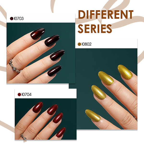 8 x 18 ml | 6 esmaltes de gel supermetálicos + capa base y capa superior