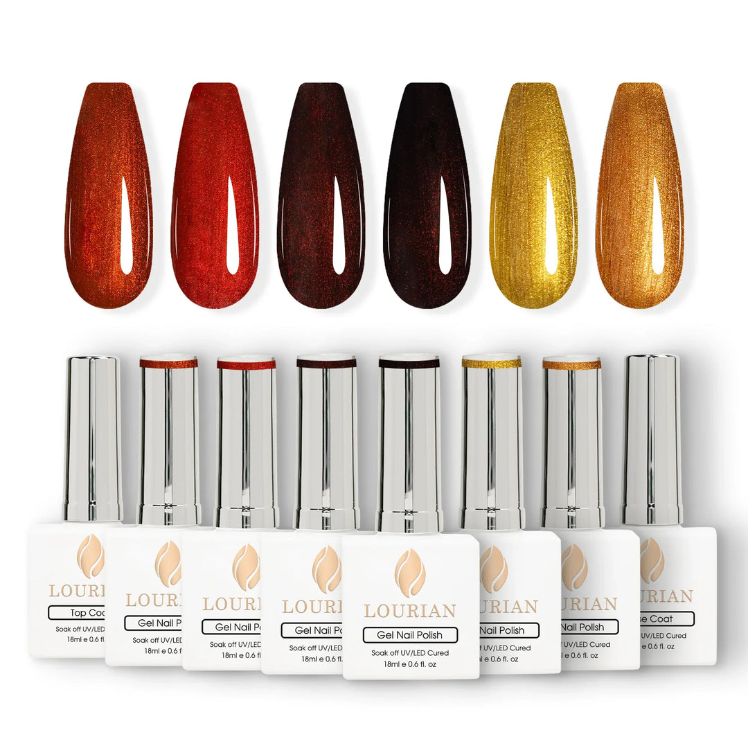 Gel Polish Starter Kit | 6 Super Metallic Gel + Base & Top Coat - Lourian® Official Store