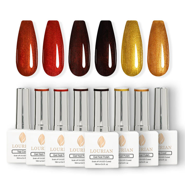 Gel Polish Starter Kit | 6 Super Metallic Gel + Base & Top Coat - Lourian® Official Store