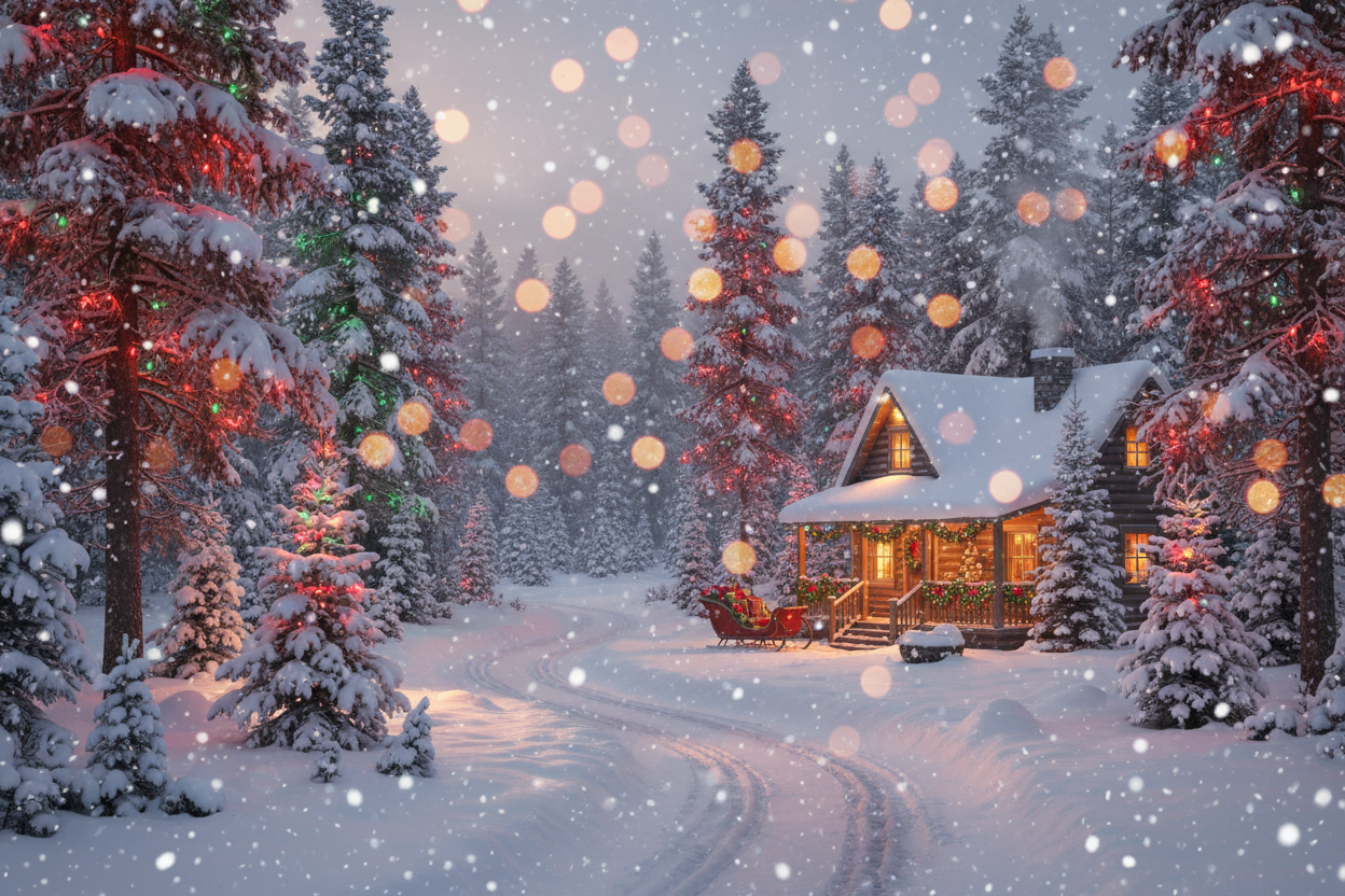 圣诞下雪风格，不带任何文字的