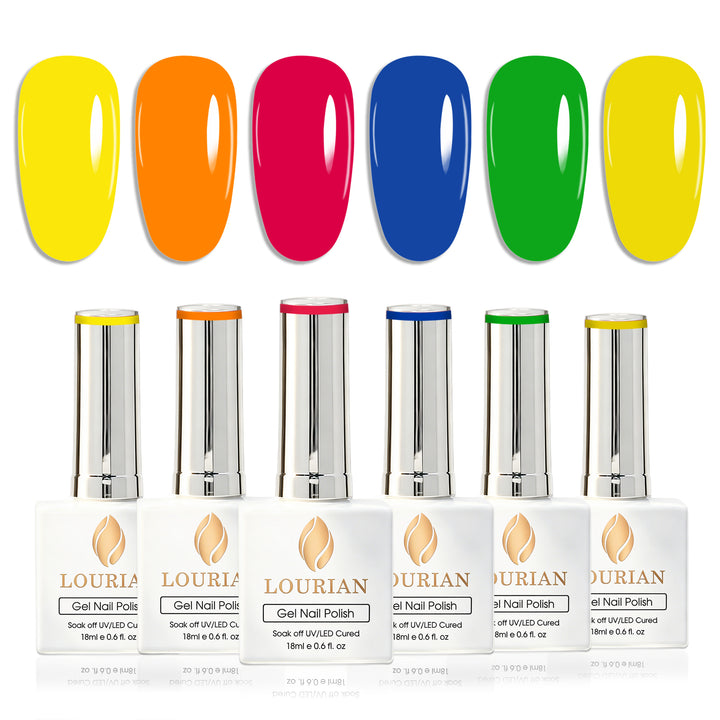 6 * 18ml | 6 Neon Colors Gel Nail Polishes Set