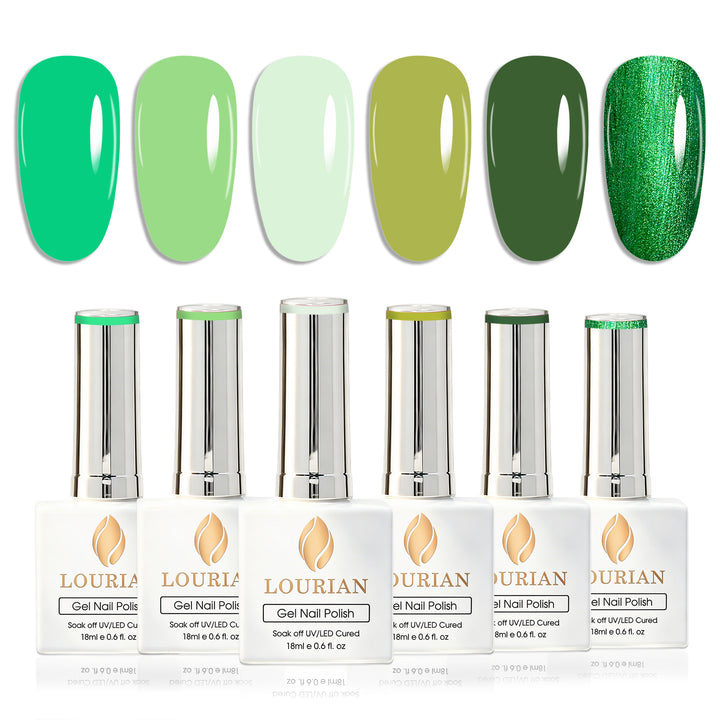 6 * 18ml | Green Gel Nail Polish Set