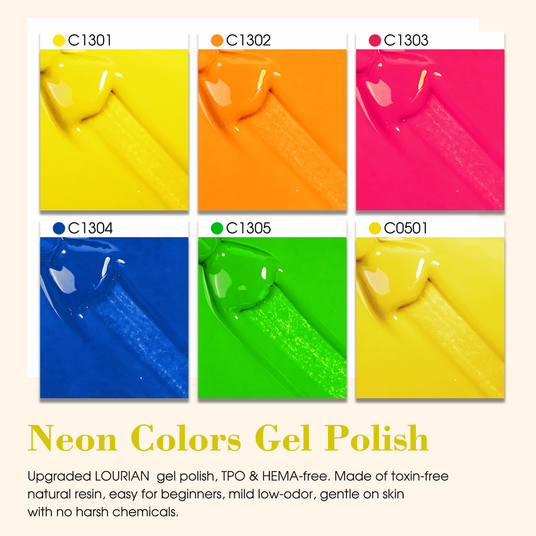 6 * 18ml | 6 Neon Colors Gel Nail Polishes Set
