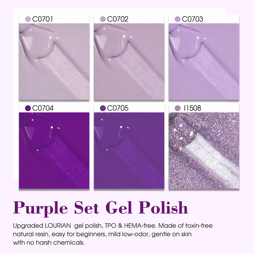 6 * 18ml | 6 Purple Colors Gel Bundle