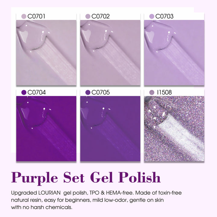 6 * 18ml | 6 Purple Colors Gel Bundle