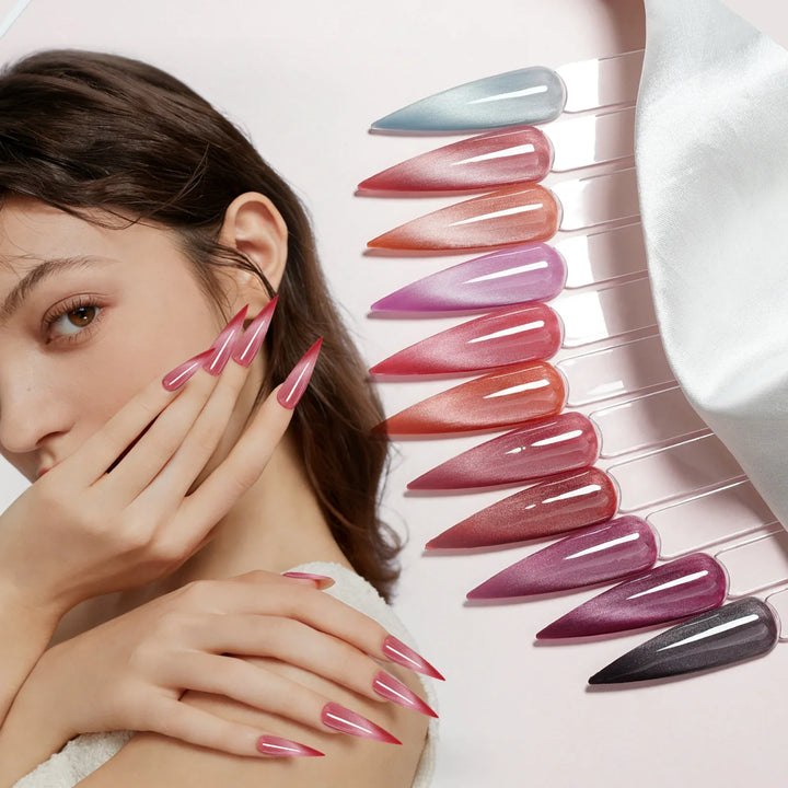 Gel Polish Starter Kit | 6 Mystic Crystal Cat Eye Colors + Base & Top Coat - Lourian® Official Store